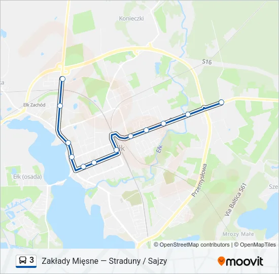 Автобус 3: карта маршрута