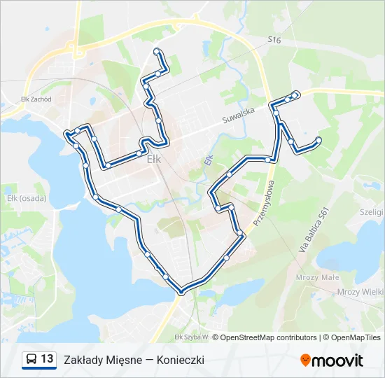 Автобус 13: карта маршрута