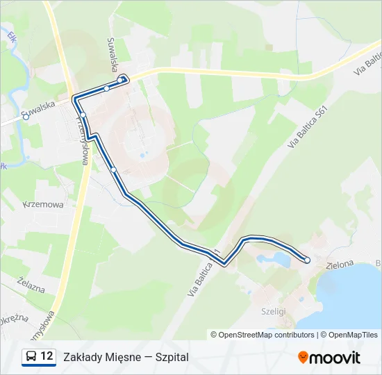 Автобус 12: карта маршрута