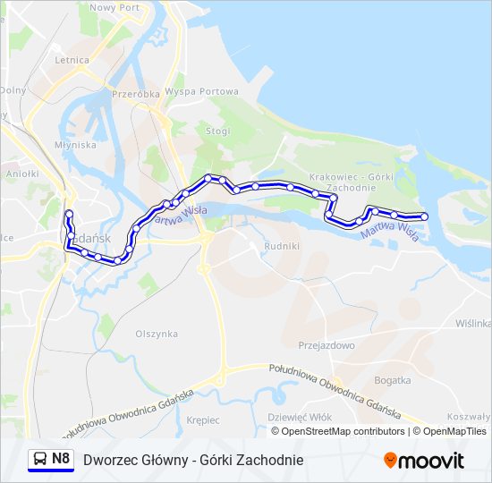 N8 bus Line Map