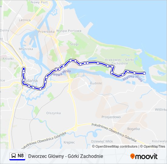 N8 bus Line Map