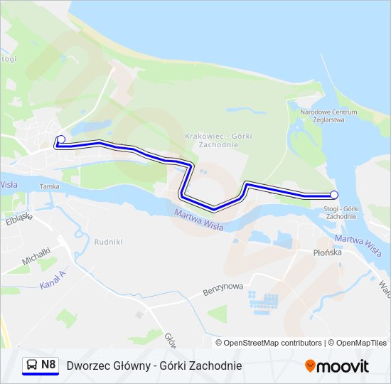 N8 bus Line Map