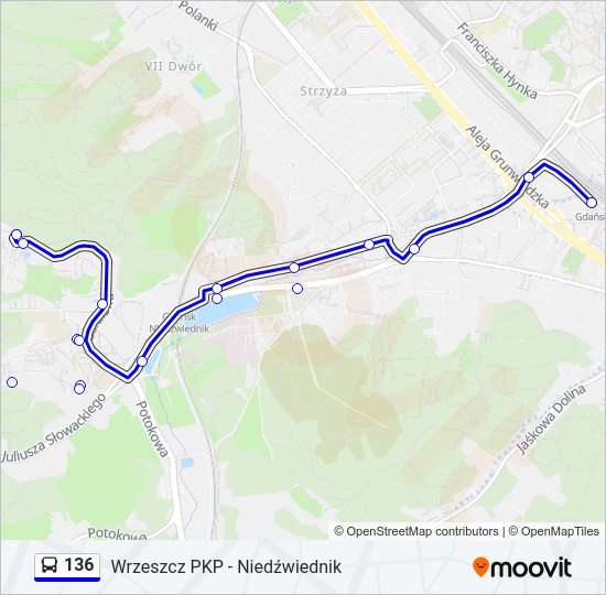 136 bus Line Map