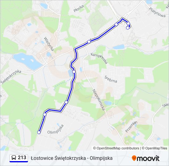 213 bus Line Map