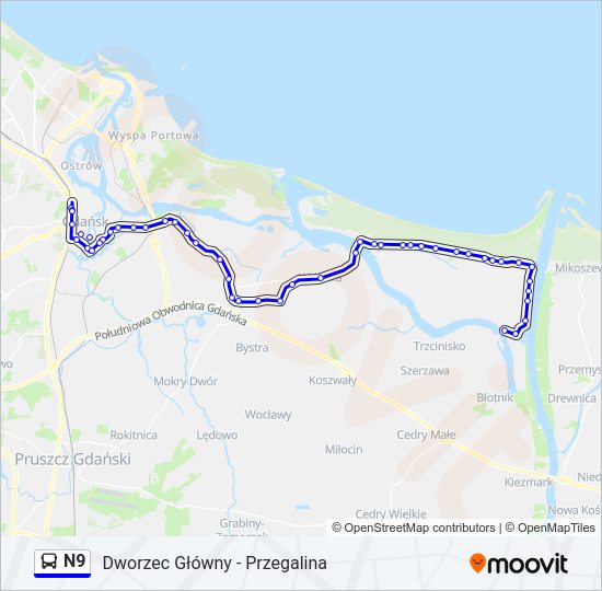 N9 bus Line Map