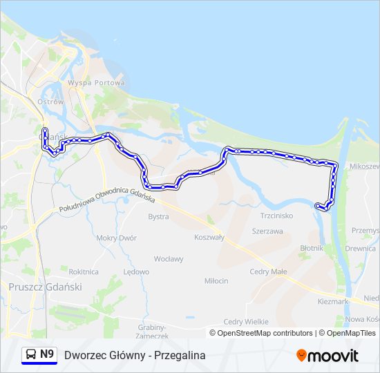 N9 bus Line Map