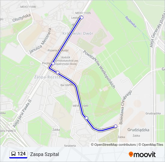 124 bus Line Map