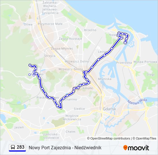 283 bus Line Map