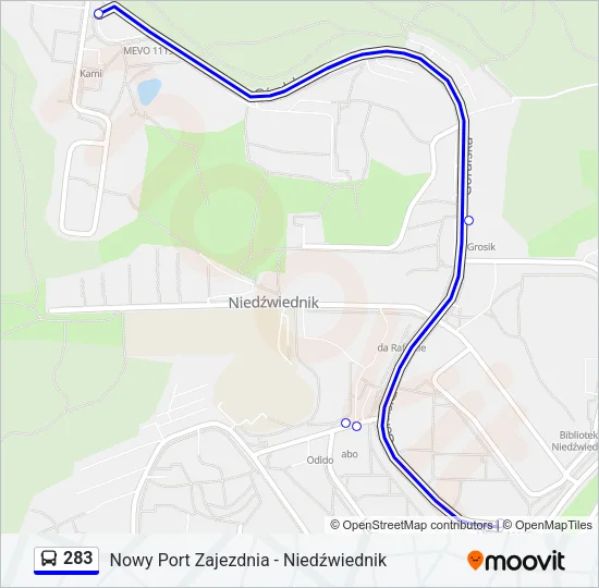 Автобус 283: карта маршрута