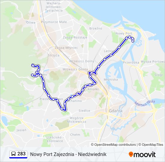 283 bus Line Map