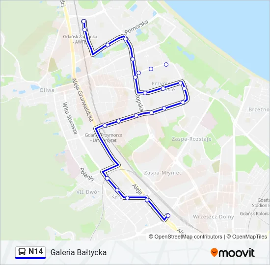 Автобус N14: карта маршрута