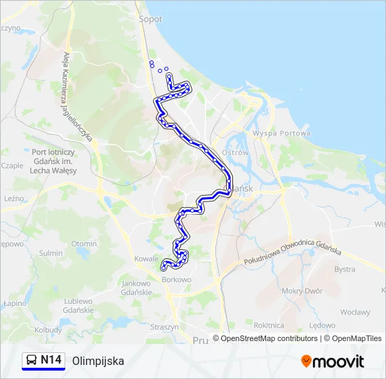 Автобус N14: карта маршрута