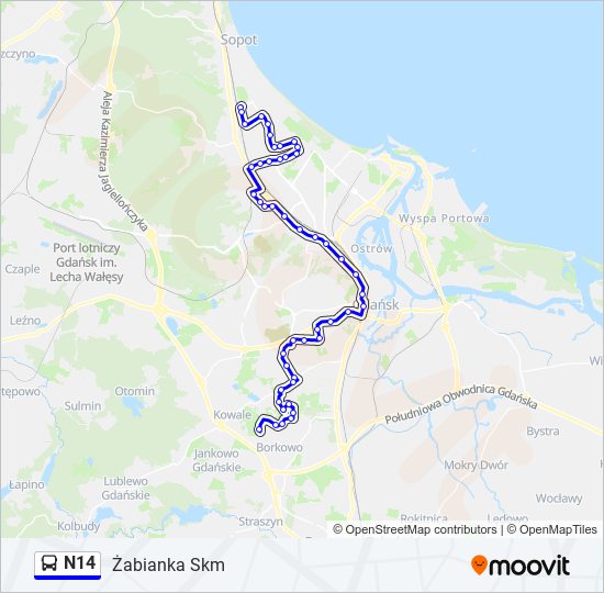 N14 bus Line Map