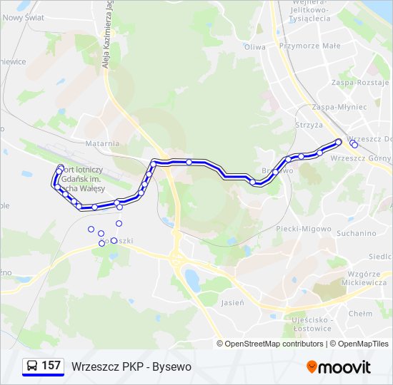 157 bus Line Map