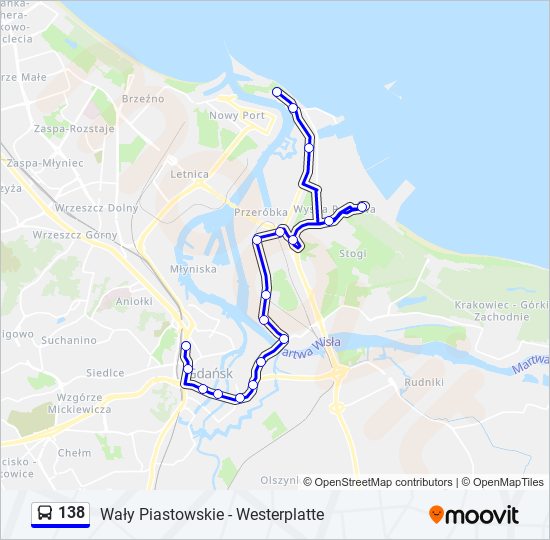 Mapa linii autobus 138