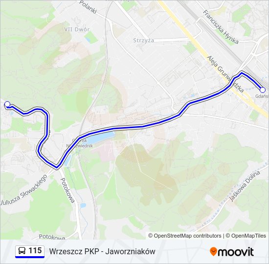 115 bus Line Map