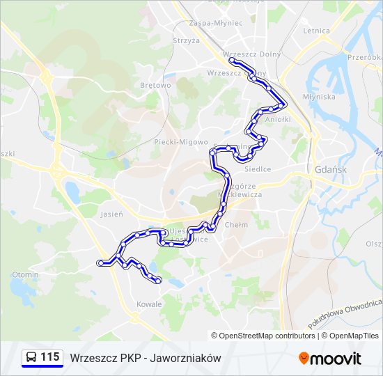 115 bus Line Map