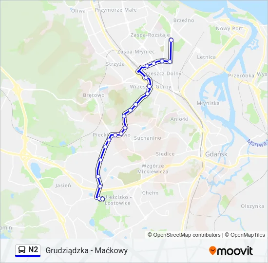 N2 Bus Line Map