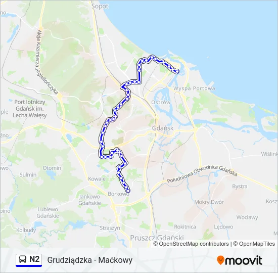 N2 Bus Line Map