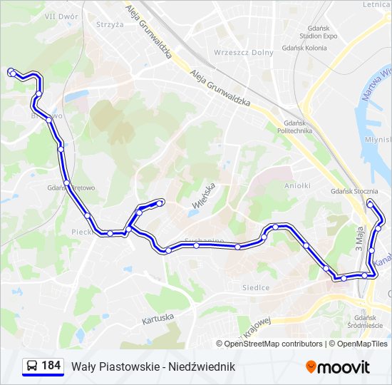 184 bus Line Map