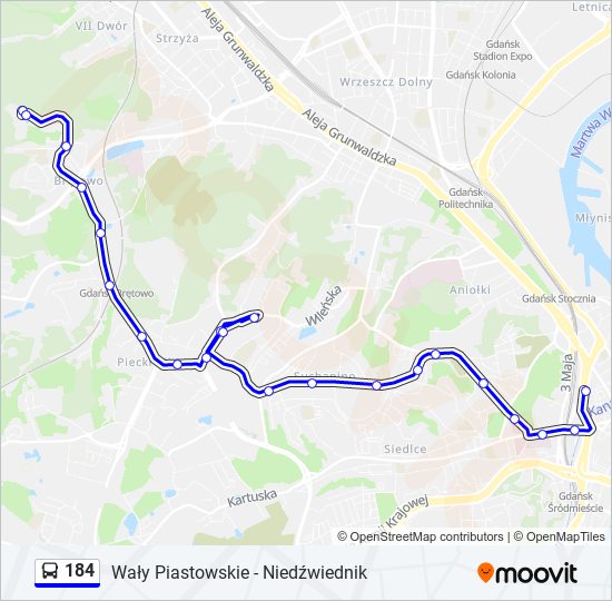 184 bus Line Map