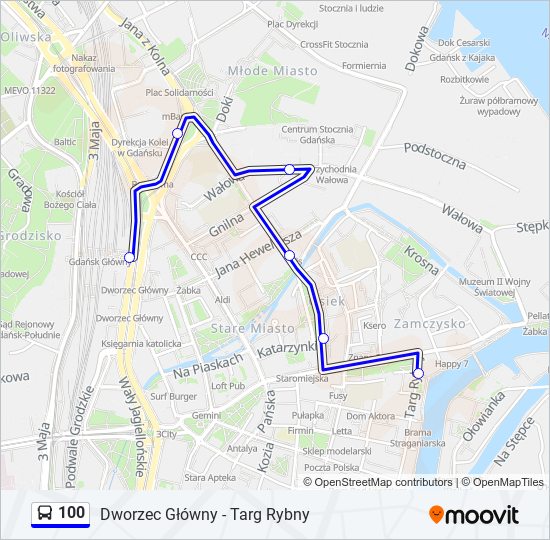 100 bus Line Map