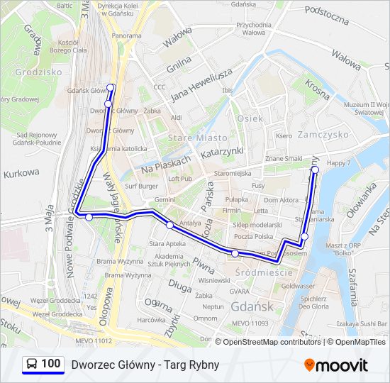 100 bus Line Map