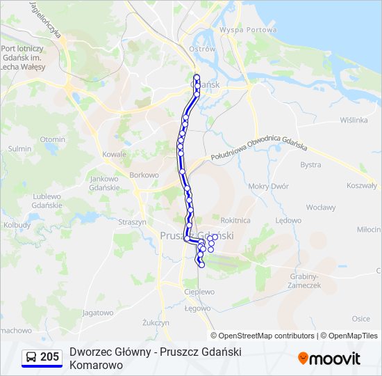 205 bus Line Map