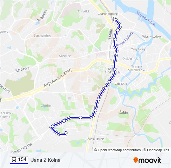 154 bus Line Map