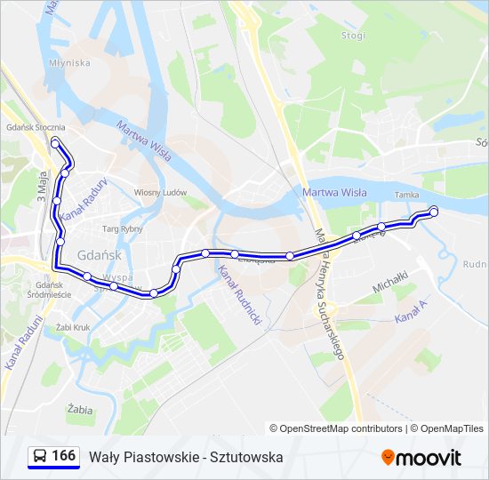 166 bus Line Map