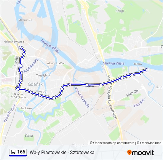 166 bus Line Map