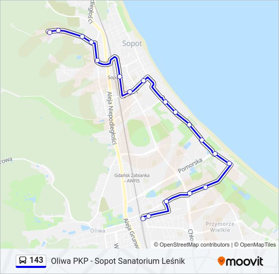 143 bus Line Map