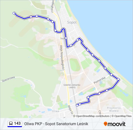 143 bus Line Map