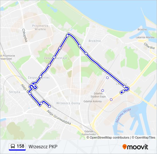 158 bus Line Map