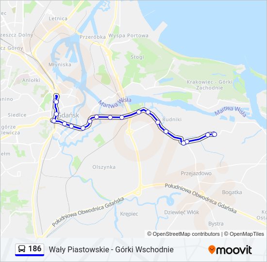 186 bus Line Map