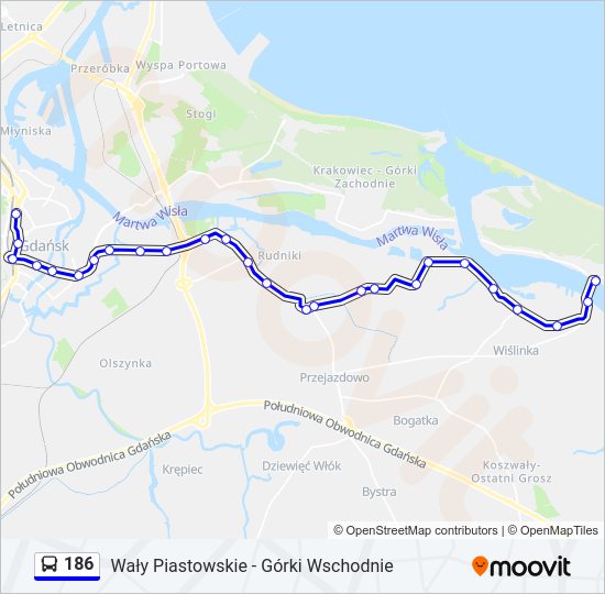 186 bus Line Map