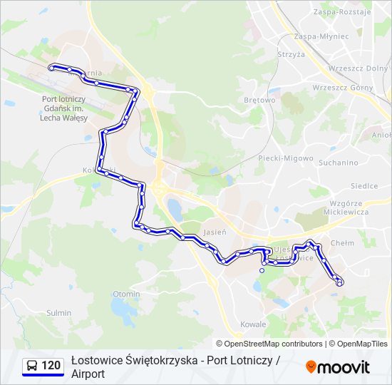 Mapa linii autobus 120