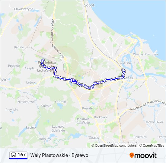 167 bus Line Map