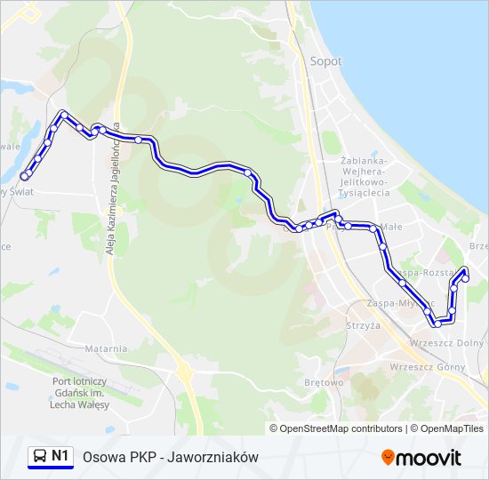 N1 bus Line Map