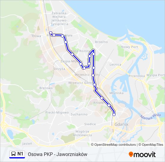 N1 bus Line Map