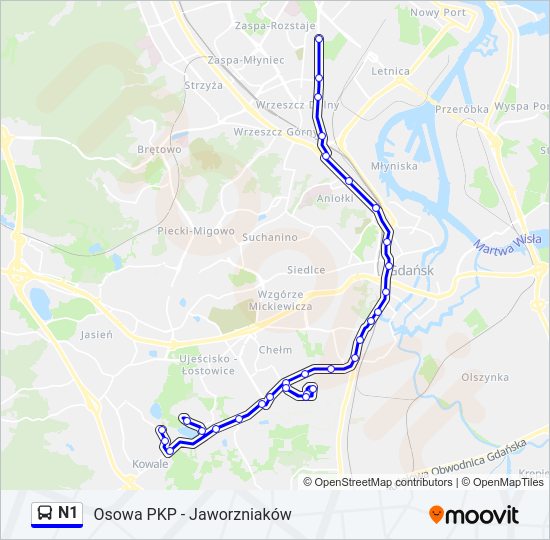 N1 bus Line Map