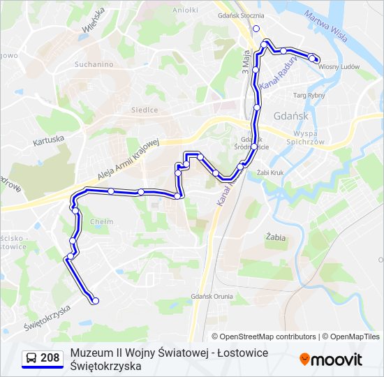 208 bus Line Map