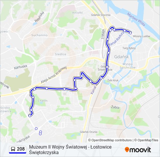 208 bus Line Map