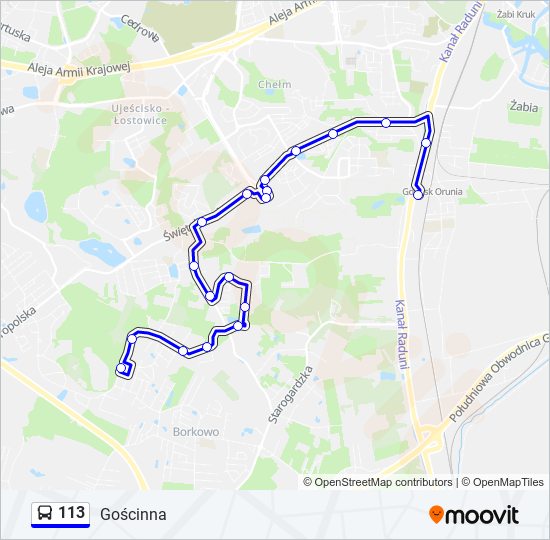 113 bus Line Map