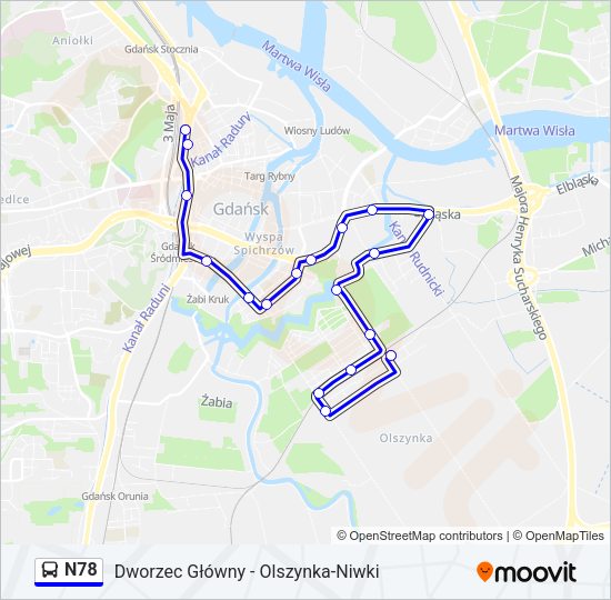 N78 bus Line Map