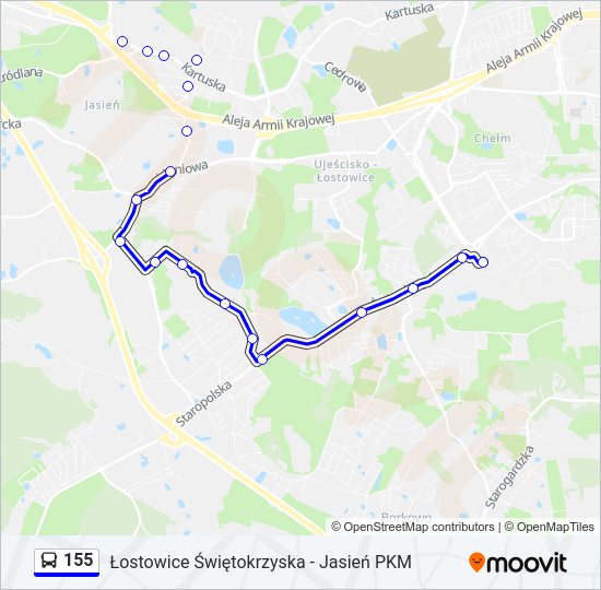 155 bus Line Map