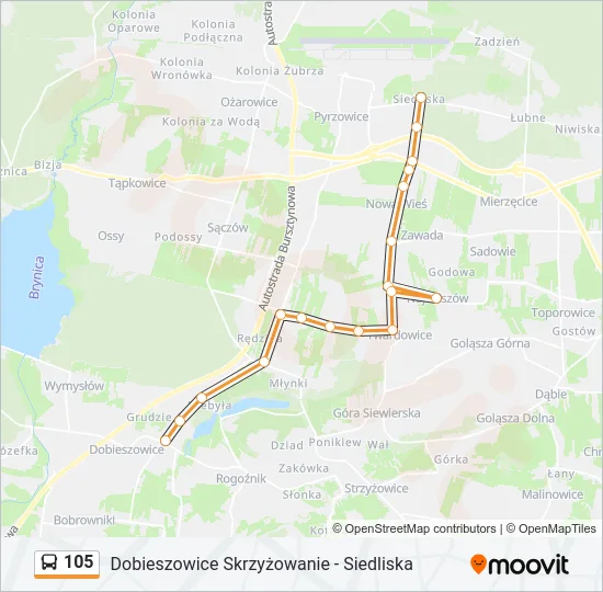 Автобус 105: карта маршрута