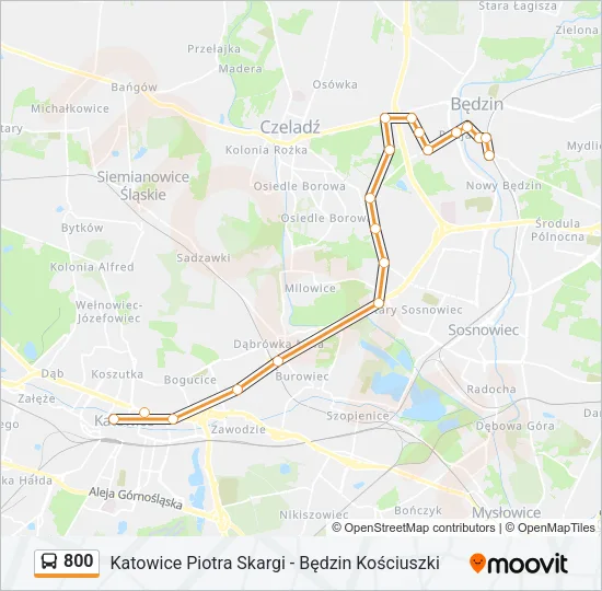 Автобус 800: карта маршрута