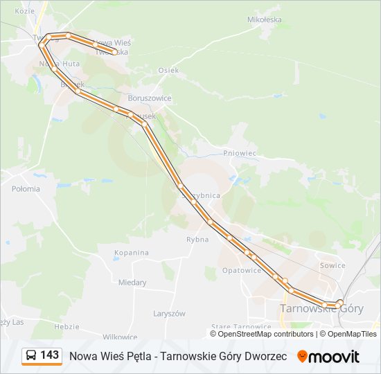 143 bus Line Map