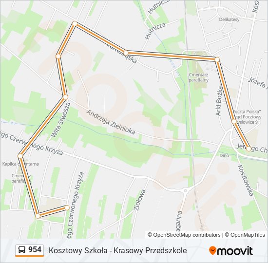 954 bus Line Map